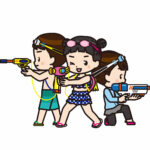 水鉄砲で遊ぶ子供たち